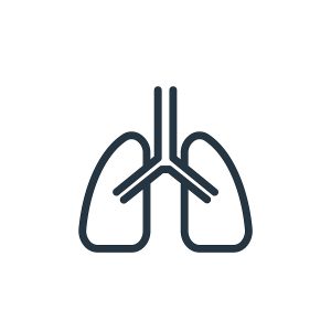 Individual performing lung capacity test with spirometer to measure air intake