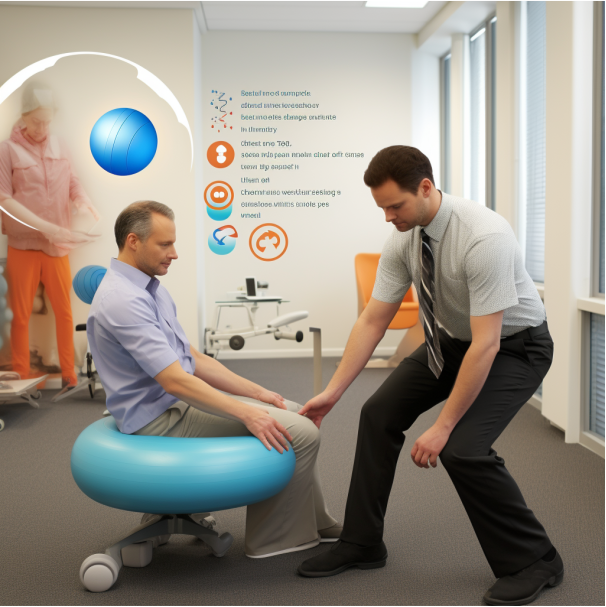 Illustration of various treatment options being applied to a bulging disc in the spine.