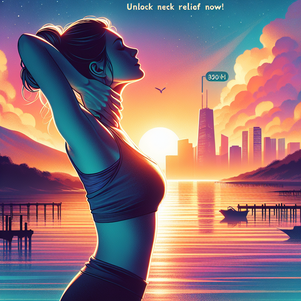 Person performing a scalene stretch to relieve neck tension, demonstrating the correct posture.