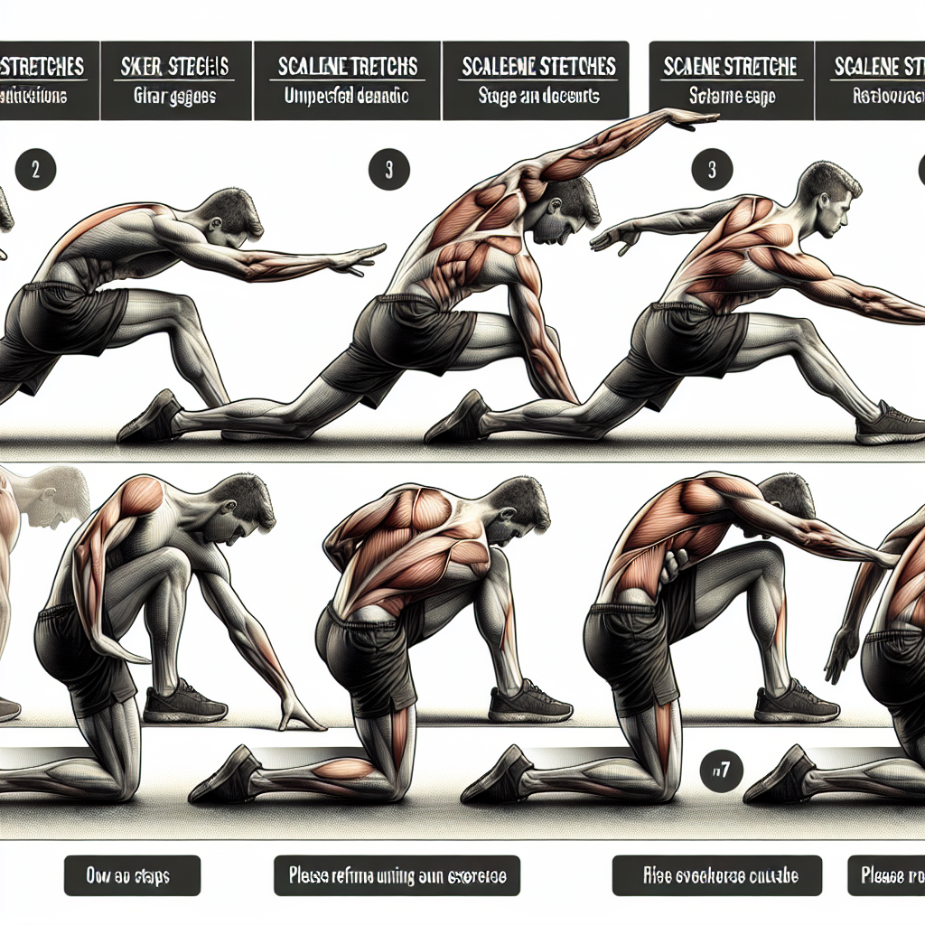 Sequence of images showing the step-by-step process of performing scalene stretches.