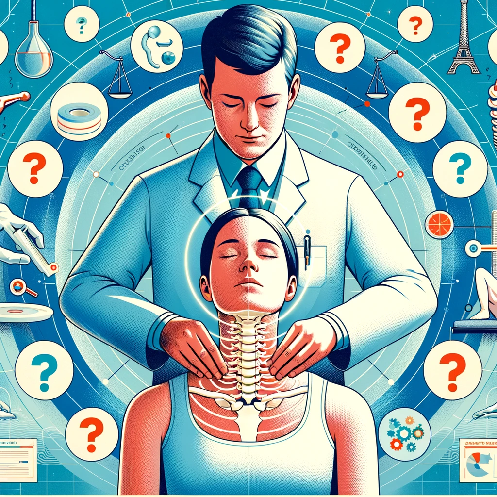 Chiropractor performing neck adjustment on a patient